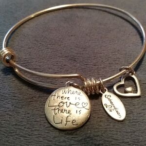 Extraordinary life 925 where there is love there is life bracelet bangle